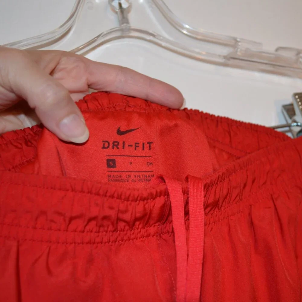 Nike Dri-Fit Activewear Sport Mini Shorts Red -White-Black Mesh Lining Ties S - Picture 4 of 9